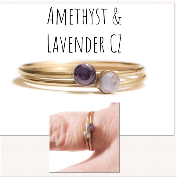 new england jewelry designs Jewelry - Set of 2 Gold Gemstone Stacking Rings